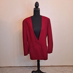 Vintage Miss Pendleton Womans Blazer Sz 14 Red Single Button Virgin Wool FLAW